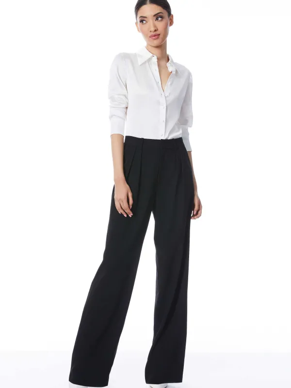 Alice and Olivia Willa Fitted Placket Top-Women Tops