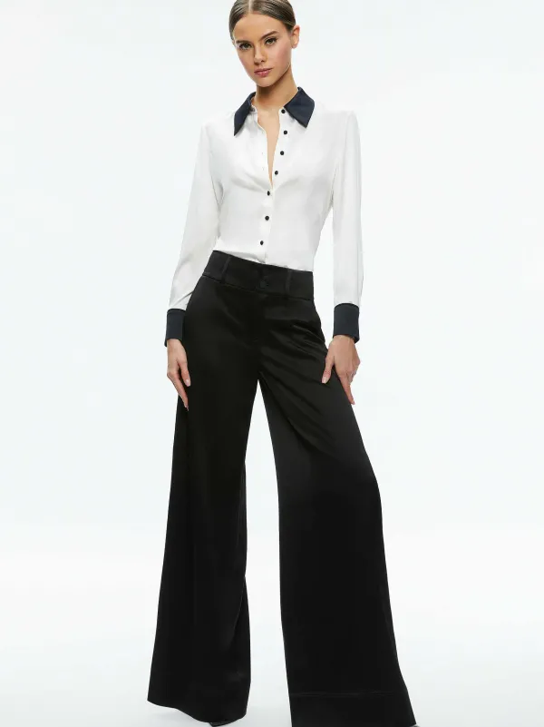 Alice and Olivia Willa Fitted Placket Top-Women Tops