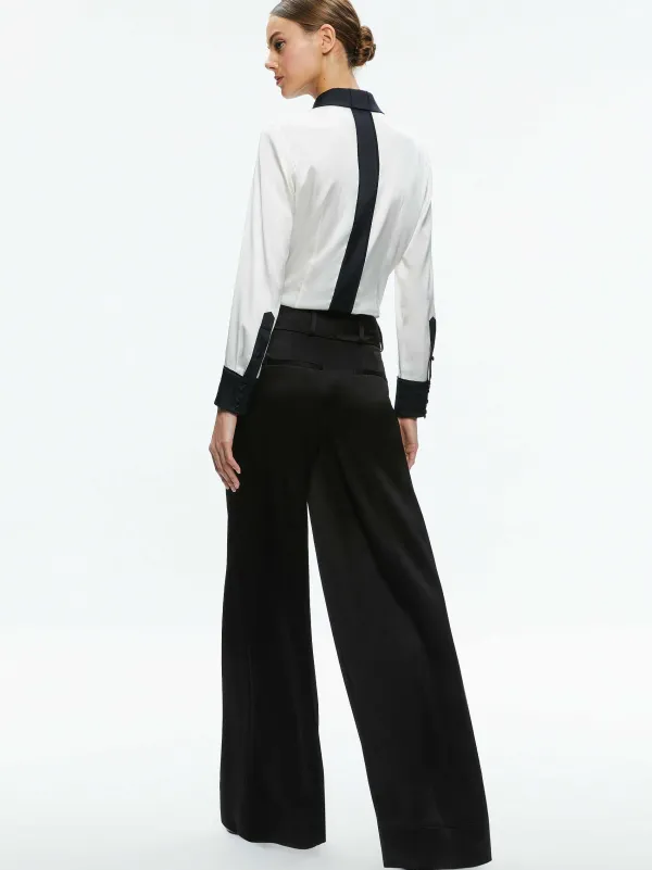 Alice and Olivia Willa Fitted Placket Top-Women Tops