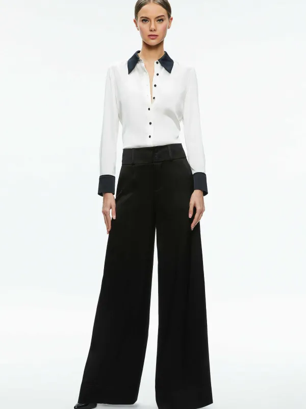Alice and Olivia Willa Fitted Placket Top-Women Tops
