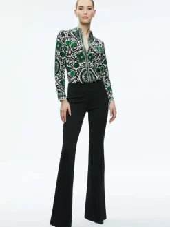 Alice and Olivia Willa Placket Top-Women Tops