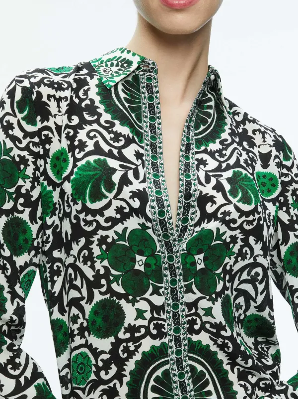 Alice and Olivia Willa Placket Top-Women Tops