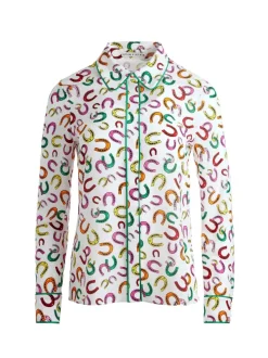Alice and Olivia Willa Placket Top With Piping-Women Tops