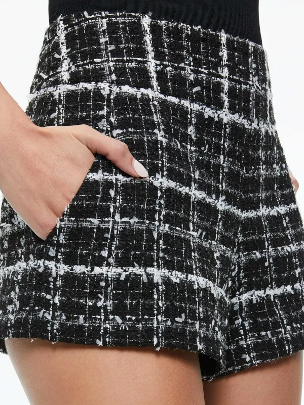 Alice and Olivia Yardley Cropped Fray Hem Jacket + Donald Tweed Short-Women Matching Sets